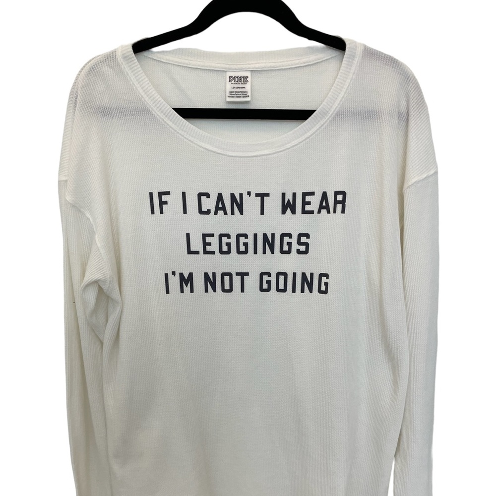 Victoria Secret White Thermal Tee L PINK